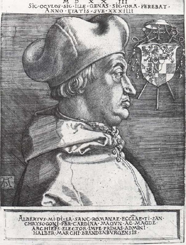 Albrecht Durer Cardinal Albrecht of Bran-Denburg in portrait Sweden oil painting art